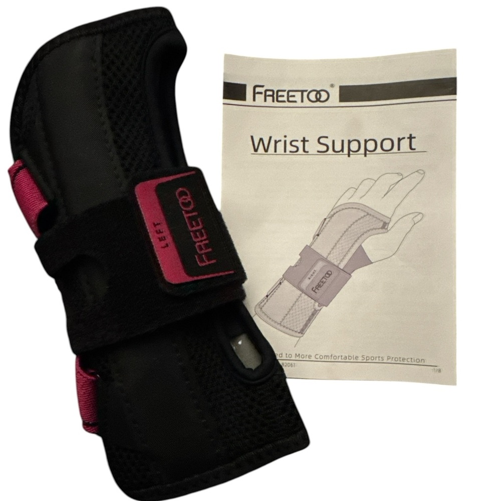 Freetoo Left Wrist Support Brace in Black with Pink Accents